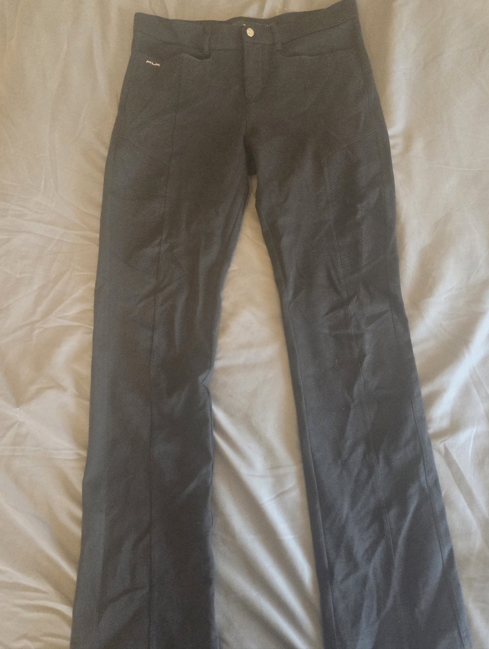 RLX Ralph Lauren Black Stretch Flat Front Pants Pockets Size 6